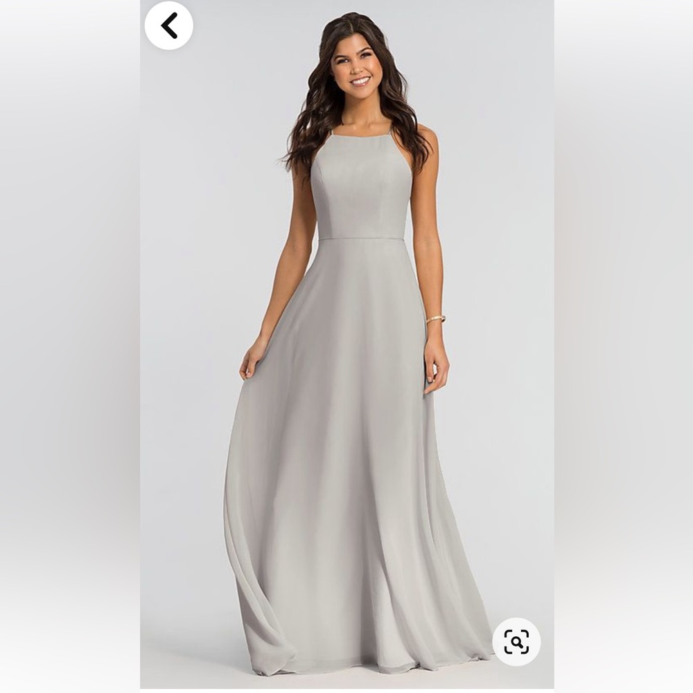 Light grey Kleinfeld bridesmaid dress